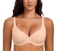 MELENECA Reggiseno Riduttore per Donne, Collo V, con Armatura, Taglie Grandi, Senza Imbottitura, Basso Triangolare e Stile T-Shirt Beige 7G
