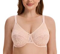 MELENECA Reggiseno Riduttore per Donne con Petto Grande, con Armatura, Taglie Grandi, Copertura Completa e Pizzo Beige 10C