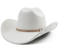 Melesh Grande Cappello da Cowboy per Donne e Uomini a Tesa Larga Cowgirls Beach Cattleman Western Cowboys Cappello, Avorio, Medium