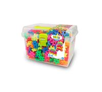 Meli Minis Neon Basic Travel Box Set - 500 mattoncini da costruzione, giocattolo creativo per bambini dai 3 anni in su, colore neon, scala 1:1, istruzioni 37 x 23 cm, senza BPA, certificato CE