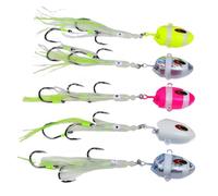 Meliaen 1Pc Jig Esche 100g-300g Lento Metallo Luminoso Calamari Gancio Affondamento Acqua Salata Spinning Pesca for Marlin Snapper Cernia(Color-C,300G)