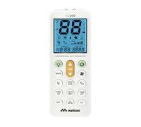 Meliconi AC 200 Telecomando Universale per Condizionatori/Climatizzatori Compatibile con la Maggior Parte dei Marchi, con Schermo Retroilluminato e Funzione Torcia, bianco, 802102