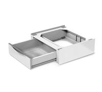 Meliconi Base Torre Extra L60, Kit di Sovrapposizione Lavatrice Asciugatrice Universale, Supporto Asciugatrice Premontato con Cassetto da 28 L, Cinghia di Sicurezza Inclusa, Portata 250 Kg, Bianco