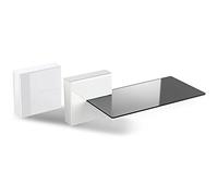 Meliconi Canalina Passacavi Coprifilo TV Componibile 20x20 cm con Mensola in Vetro Peso Max 3 Kg colore Bianco - 480522 - Ghost Cubes Shelf