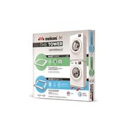 Meliconi the tower, kit 2 in 1 per sovrapposizione lavatrice asciugatrice universale e base con ruote, supporto asciugatrice premontato, cinghia di sicurezza inclusa, portata 250 kg, bianco