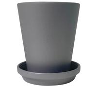 Meliflor Vasi in ceramica con piatto, grigio, 21x23cm