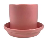 Meliflor Vaso in ceramica tubolare 21 x 18 cm rosa (piatto 24 cm) durevole e resistente - decorazione - casa e giardino - artigianale realizzato in Spagna - design esclusivo