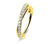 Melighting Double Row Hoop - Orecchini a cerchio in oro da 16 g/20 g, orecchini dorati, conch in acciaio chirurgico, cartilagine, trago, rok, daith piercing, Groß, Acciaio inossidabile