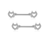 Melighting Piercing per capezzolo a forma di diavolo, 14 G, in acciaio chirurgico 316L, a forma di cuore, per donne e ragazze, Acciaio inossidabile, acciaio