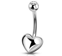Melighting Piercing per ombelico in titanio con filettatura interna, a forma di cuore, gioiello per ombelico da donna, 14G 10mm, Titanio