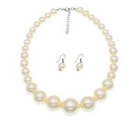 MeliMe Grande collana di perle finte per le donne grandi collane girocollo di perle grosse e orecchini set anni '20 gioielli di perle costume