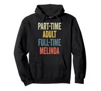 Melinda Personalized Retro Girls Part-Time Melinda Name Felpa con Cappuccio