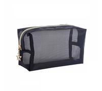 Melissa Borsa Portatutto - Organizer con Rete Trasparente Nera, Manico e Cerniera - Beauty Case Compatta per Trucco, Accessori e Unghie - Trousse da Viaggio Leggera e Resistente (19x11x7 cm)