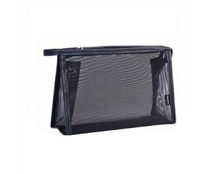 Melissa Borsa Portatutto - Organizer con Rete Trasparente Nera, Manico e Cerniera - Beauty Case Compatta per Trucco, Accessori e Unghie - Trousse da Viaggio Leggera e Resistente (23x15x7 cm)