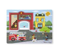 Melissa & Doug Around the Fire Station Sound Puzzle - Wooden Peg Puzzle (8 pcs)