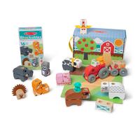 Melissa & Doug Blockables Farm and Farm Friends da 2 pacchetti bundle collegabili Building Building Building Preschool Play Set Toy