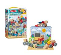 Melissa & Doug Blockables Veicoli, blocchi di legno da agganciare per giocare, set di gioco con mattoncini in legno collegabili, giocattolo per bambine e bambini in età prescolare (54 pezzi)