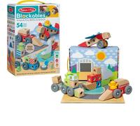 Melissa & Doug Blockables Veicoli, blocchi di legno da agganciare per giocare, set di gioco con mattoncini in legno collegabili, giocattolo per bambine e bambini in età prescolare (54 pezzi)