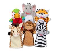 Melissa & Doug Burattini da Guanto Amici del Safari, Set di 6 (Elefante, Tigre, Pappagallo, Giraffa, Scimmia, Zebra)