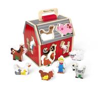 Melissa & Doug Fienile per Giochi di incastro portatile in Legno, 10 Pezzi in Legno, Giocattoli Fattoria, Giocattoli educativi di suddivisione delle Forme e impilamento per Bambini dai 2 Anni in su