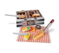 Melissa & Doug- Grill & Serve BBQ Doug Set Alimenti da Gioco in Legno, Multicolore, One Size, 9280