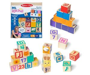 Melissa & Doug Ms. Rachel Letter, numeri e giochi, blocchi di apprendimento in legno con carte attività, per ragazze e ragazzi dai 18 mesi in su, certificato FSC