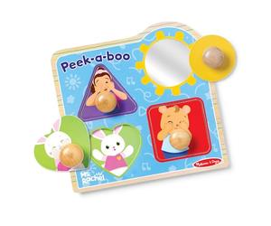 Melissa & Doug Ms Rachel P Boo - Puzzle in legno con molletta, 4 pezzi con specchio, giocattoli per bambini e bambine dai 1 anni in su