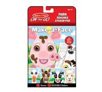 Melissa & Doug On The Go Make-a-Face - Libro di attività da viaggio, riutilizzabile, motivo: animali della fattoria (10 scene, 76 adesivi adesivi)