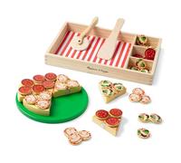 Melissa & Doug Pizza Party - Set Gioco Cibo in Legno, Pizza da Tagliare e Condire con Accessori, Gioco di Imitazione Montessori, Regalo Educativo per Bambino e Bambina, 3+ Anni