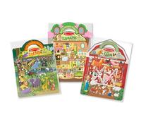 Melissa & Doug Puffy Sticker Activity Books Set - Farm, Safari, and Chipmunk