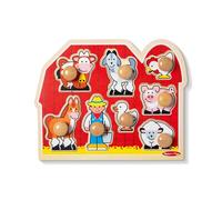 Melissa & Doug Puzzle in Legno Con Pioli Grandi - Amici Della Fattoria, Giochi a incastro con animali per bimbo o bimba, Gioco puzzle pezzi grandi bambini