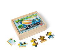 Melissa & Doug - Puzzle in Legno Veicoli da Cantiere 4 in 1 - Bellissime illustrazioni originali, 48 pezzi in totale, ideale per bambine e bambini di 3 anni e oltre
