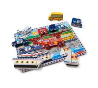 Melissa & Doug Puzzle in Legno Veicoli - Gioco Educativo con Pezzi Facili da Afferrare, 24 Pezzi, per Bambini e Bambine, 3+ Anni - Certificati FSC