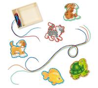 Melissa & Doug Set da Gioco Disegna con i Lacci: Animali Domestici - 5 Pannelli in Legno e 5 Lacci Abbinati