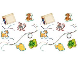 Melissa & Doug Set da Gioco Disegna con i Lacci: Animali Domestici - 5 Pannelli in Legno e 5 Lacci Abbinati (Confezione da 2)