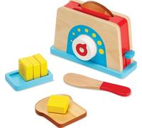 Melissa & Doug- Set di Tostapane con Pane e Burro-Alimenti da Gioco e Accessori da Cucina in Legno, 9 Pezzi, Multicolore, 19344