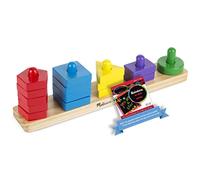 Melissa & Doug Stack and Sort Board: Set di giocattoli educativi in legno da 15 pezzi con 1 tema compatibile M&D Scratch Fun Mini-Pad (00379)