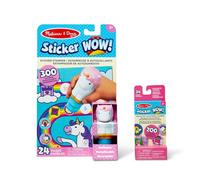 Melissa & Doug Sticker Wow Pacchetto Unicorno: Blocco attività di 24 Pagine, Timbratore di Adesivi, 500 Adesivi, Personaggio da Collezione e Giocattolo Fidget per Lavoretti Artistici