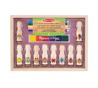 Melissa & Doug Timbri con Manico per Bambini - Set 10 Timbrini e Stampini in Legno, Lavoretti Creativi, Inchiostro Lavabile, Regalo per Feste, per Bambini, 4+ Anni