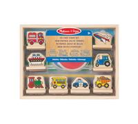 Melissa & Doug Timbri per Bambini - Set Stampi Veicoli in Legno, Lavoretti Creativi, Inchiostro Lavabile, Regalo per Feste, per Bambini, 3+ Anni
