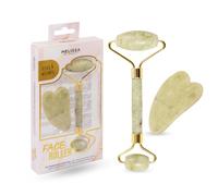 Melissa Massaggiatore Viso Doppiorullo - Kit con Rullo in Giada e Gua Sha - Strumento di Bellezza Antietà per Massaggio Viso e Collo - Riduce Tensioni, Gonfiori e Rughe