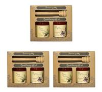Melissokomiki Dodecanese Set Regalo Miele Greco con Tuffatore, 2 x 130 g - Miele di Timo e Pino da Rodi, Aromatico e Naturale, Perfetto per Colazione, Dolci e Degustazione (Confezione da 3)