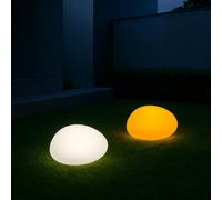 MeLiTec 2er Set Solare Giardino LK15 Pietra ⌀ 24 CM RGB, Led-Solargartenlampe
