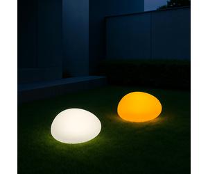 MeLiTec 2er Set Solare Giardino LK15 Pietra ⌀ 24 CM RGB, Led-Solargartenlampe