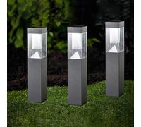 MeLiTec 3er-Set Solar-Gartenleuchte SO27-1,Acciaio Antracite,Led-Gartenlampe