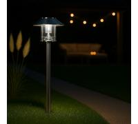 MeLiTec Solar-Gartenleuchte SO26, Inox Opaco Spazzolato, Solar-Gartenlampe