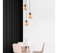 MeLiTec Lampadario DP30, Vetro Ambra, 3 Fiamme, Lampada A Sospensione Moderna
