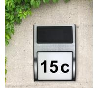 MeLiTec Numero Civico Casa Solare SH08, Acciaio Inox, Illuminato, Sensore Alba