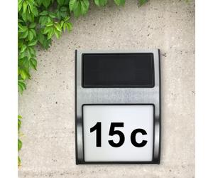 MeLiTec Numero Civico Casa Solare SH08, Acciaio Inox, Illuminato, Sensore Alba