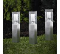 MeLiTec Set Di 3 Luci Solari Da Giardino SO27 In Acciaio Inox O Antracite
